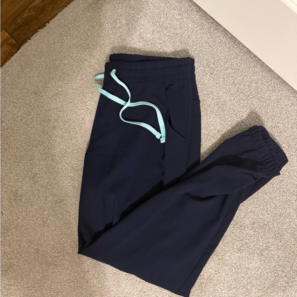 Women's Navy Jogger Pants with Mint Drawstring